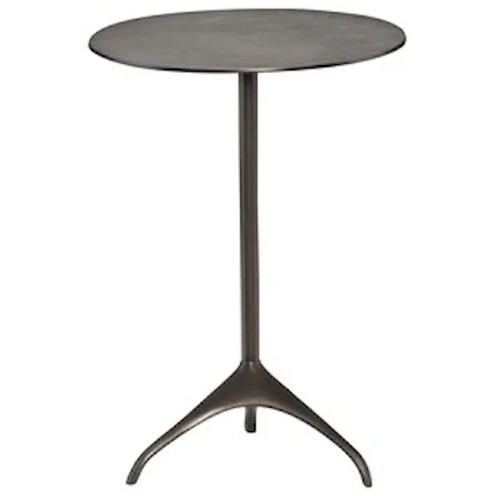 Contemporary Round Metal Chairside Table in Copper Finish